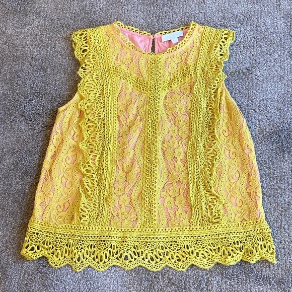 Anthropologie Eri + Ali Sydney Yellow/Mustard  Lace Sleeveless Top Size M - Picture 8 of 15